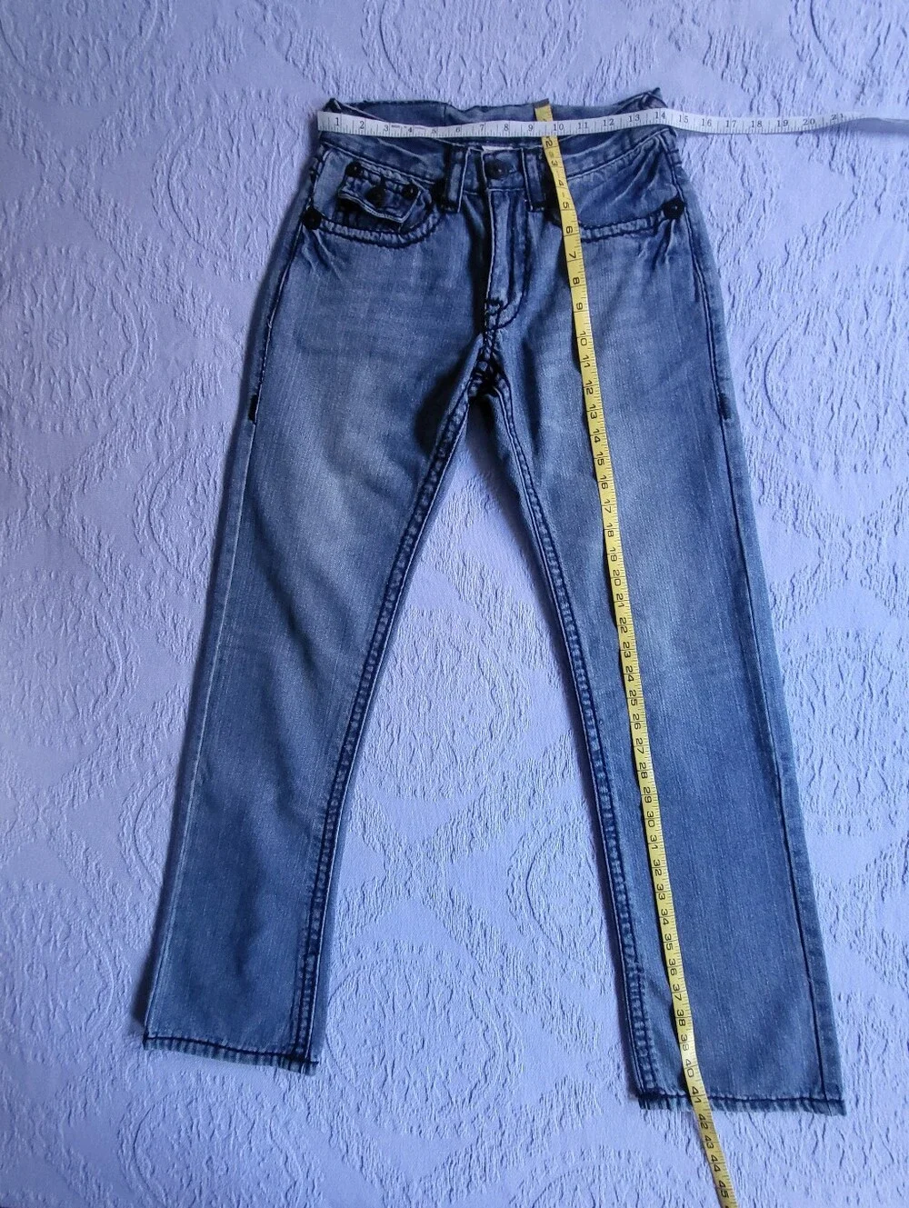 True Religion Rainbow Billy Jeans 28 Made in USA Light Wash Y2K NWOT